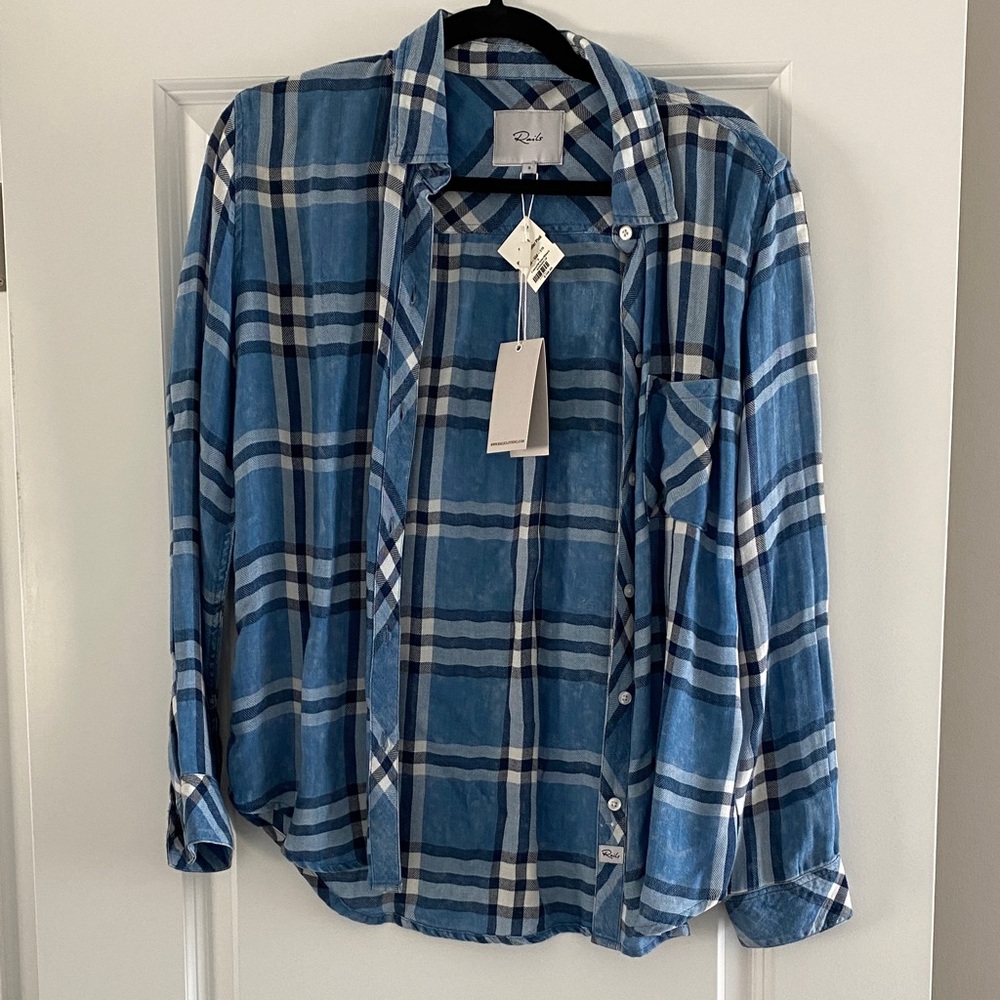 Rails Blue and White Checkered Shirt